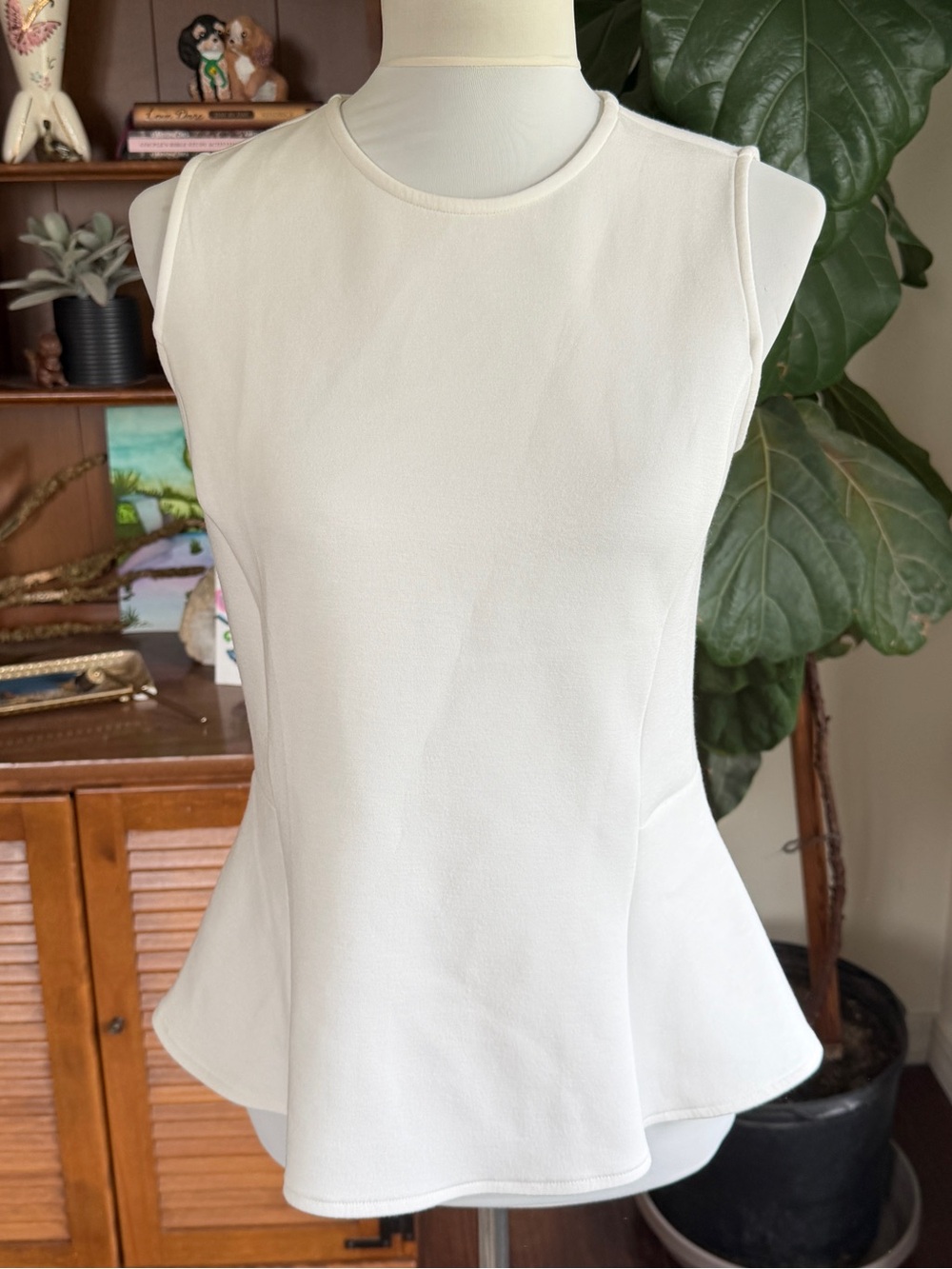 Spanx White Modal Stretchy Peplum Tank Top Shirt Blouse S - Picture 2 of 11